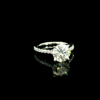 2 Carat Diamond Solitaire Engagement Ring w/ 4 Prong Halo | 14K White Gold