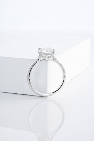 2 Carat Diamond Solitaire Engagement Ring w/ 4 Prong Halo | 14K White Gold