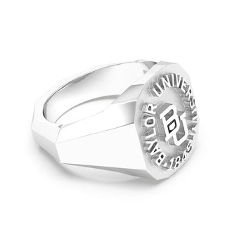 Men's Baylor Class Ring | Geometric Baylor University Ring | BU Graduation Ring | White Gold