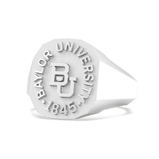 Men's Baylor Class Ring | Geometric Baylor University Ring | BU Graduation Ring | White Gold