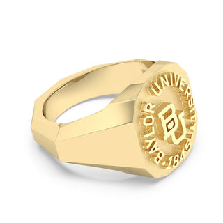 Men's Baylor Class Ring | Geometric Baylor University Ring | BU Graduation Ring | Yellow Gold