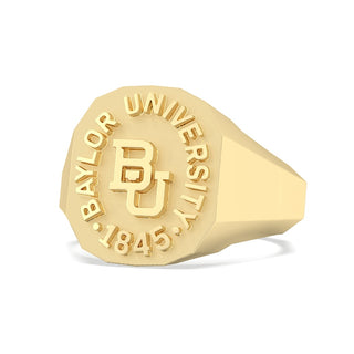 Men's Baylor Class Ring | Geometric Baylor University Ring | BU Graduation Ring | Yellow Gold