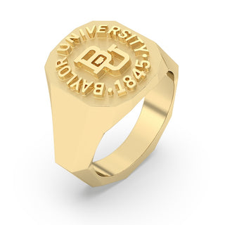 Men's Baylor Class Ring | Geometric Baylor University Ring | BU Graduation Ring | Yellow Gold