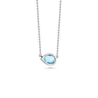 Silver Necklace w/ Pear Blue Topaz | Blue Pear Pendant