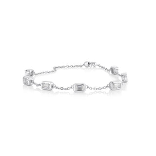 Sterling Silver Emerald Cut Moissanite Tennis Bracelet San Jose Jewelers