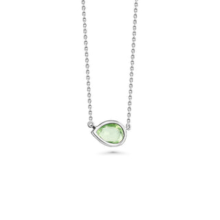 Silver Necklace w/ Pear Green Quartz | Green Pear Pendant