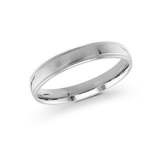 3mm white gold milgrain wedding band ring classic