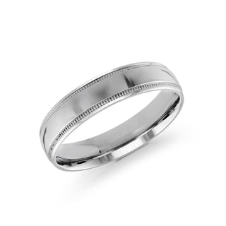 5mm white gold milgrain wedding band ring classic