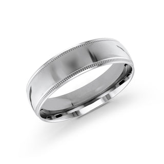 6mm white gold milgrain wedding band ring classic