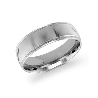 7mm white gold milgrain wedding band ring classic