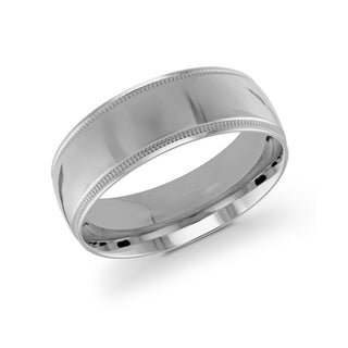 8mm white gold milgrain wedding band ring classic