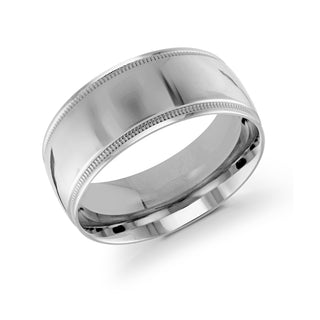 10mm white gold milgrain wedding band ring classic