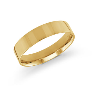 5mm yellow gold wedding band ring flat classic