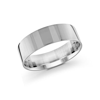 7mm white gold wedding band ring flat classic