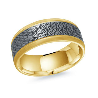 yellow gold tatalum diamond insert wedding band ring