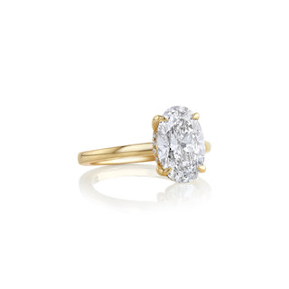 Diamond Engagement Ring | Oval Lab Diamond 2.55CT | 18K Yellow Gold Solitaire Band