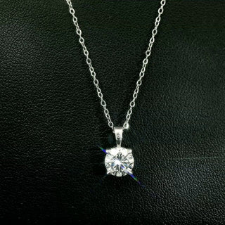 Round Brilliant Lab Grown Diamond Platinum Silver Necklace