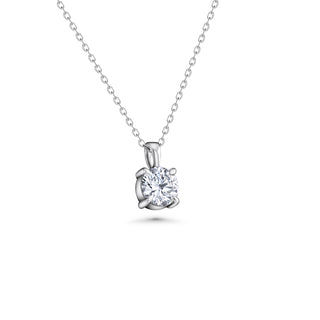 Round Brilliant Lab Grown Diamond Platinum Silver Necklace