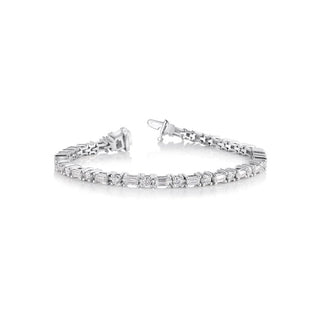 Moissanite Tennis Bracelet with Round and Emerald Stones