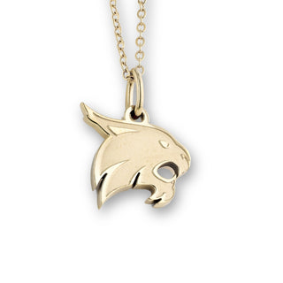 Texas State Bobcat Necklace | TXST Bobcat Pendant | Gold Stainless Steel Chain