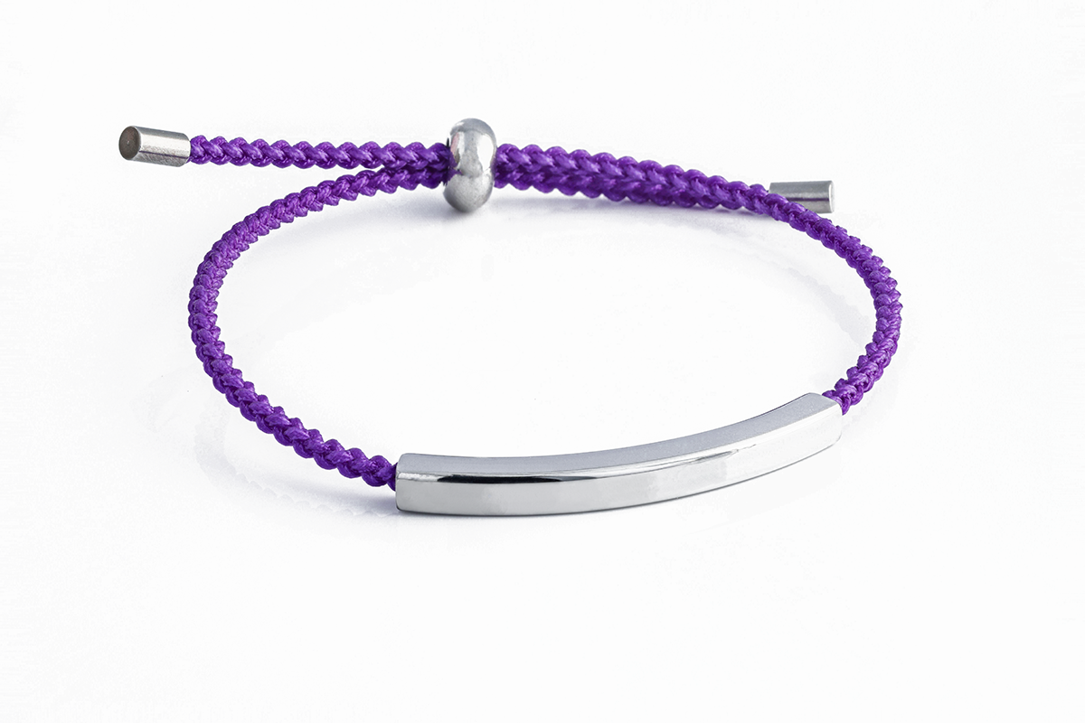 Pewter Treble clef bracelet purple wire wrap rubber tube memory